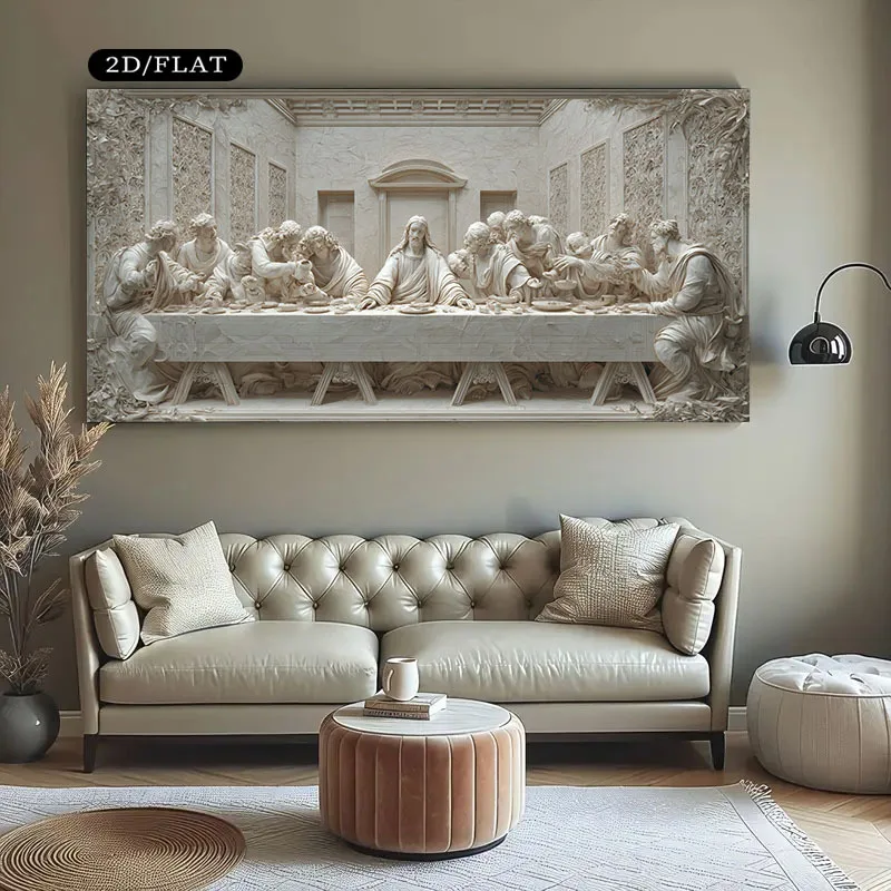 

2D/Flat Extra Large The Last Supper Canvas Wall Art, UnFramed Canvas Art Wallpaper Decoration in Luxurious Living Room Bedroom