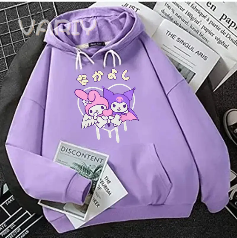 Japanese Streetwear Kuromi Anime Hoodies Clothes My Melody Graphic Sweatshirt Harajuku Kawaii Long Sleeve Women 2024 Top Coat