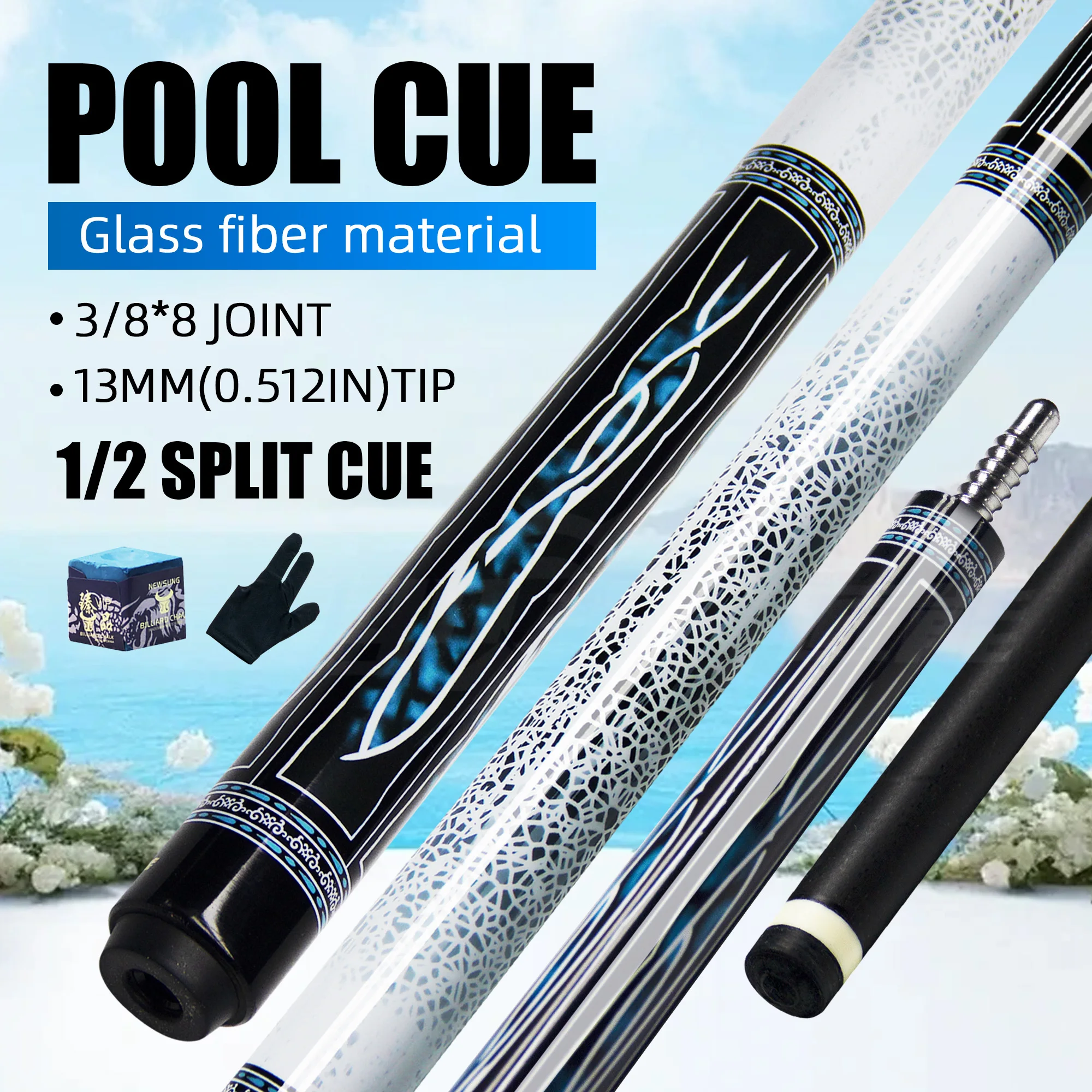 

13mm Tip Pool Cue Stick Utility Black Tech Billiard Cue, zero torque putter for Snooker/9-Ball/3 Cushion for adults