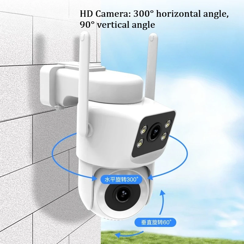 WiFi6 PTZ Camera Compatible with Tuya, APP Remote Control, Night Vision, Two-Way Audio, Security Waterproof Outdoor Camera