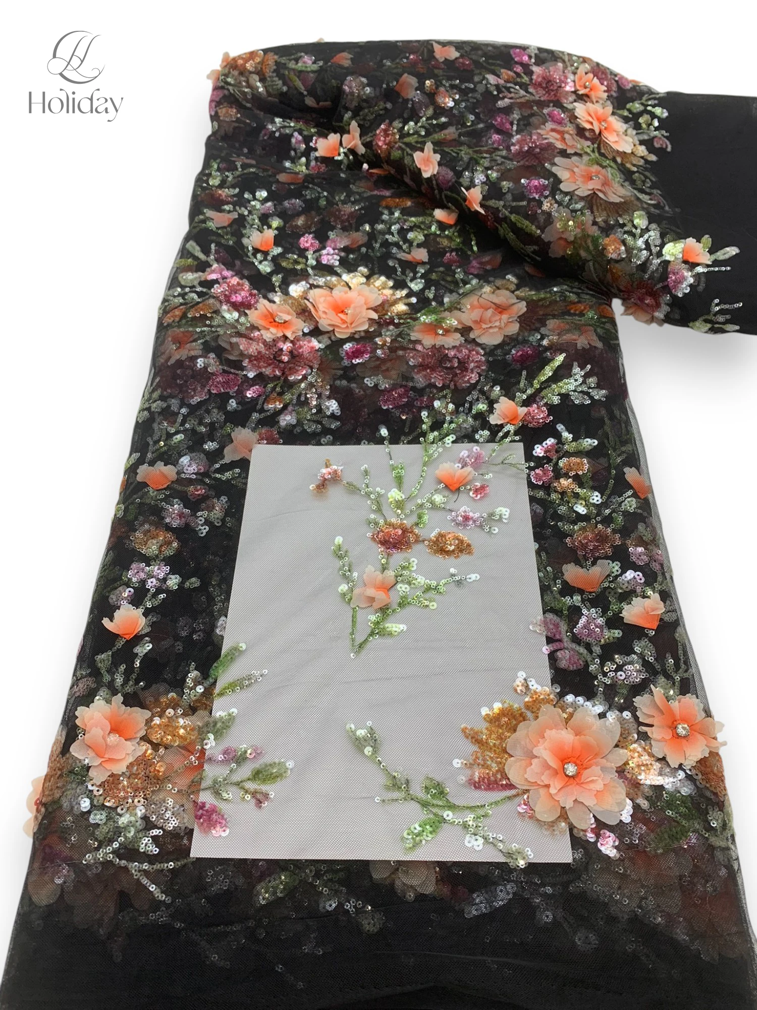 

5Y/Hot selling French sequin fabric high-quality new design 2025 embroidery mesh lace flower bead wedding dress 3D
