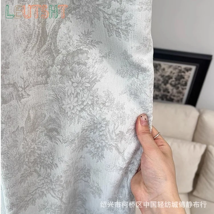 

1pc Luxury Light French Style Jacquard Curtain for Living Room Bedroom High-precision Chenille Home Curtains Custom Size