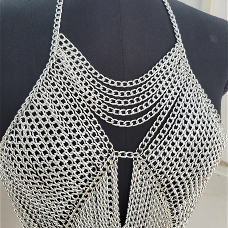 Handgefertigte Körperketten-Accessoires Damen Tanktops Gold Silber Sexy BH Crop Tops 2026 Sommer-Top 2000er Jahre Kleidung Vintage Camisole – Detail 2