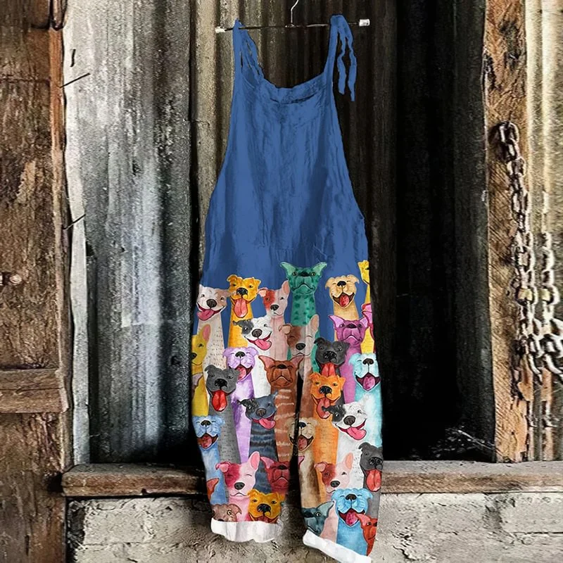 2025 Women's Adjustable Strap Romper Simple Dog Print Spring/summer Outdoor Street Casual Clothing Breathable And Comfortable