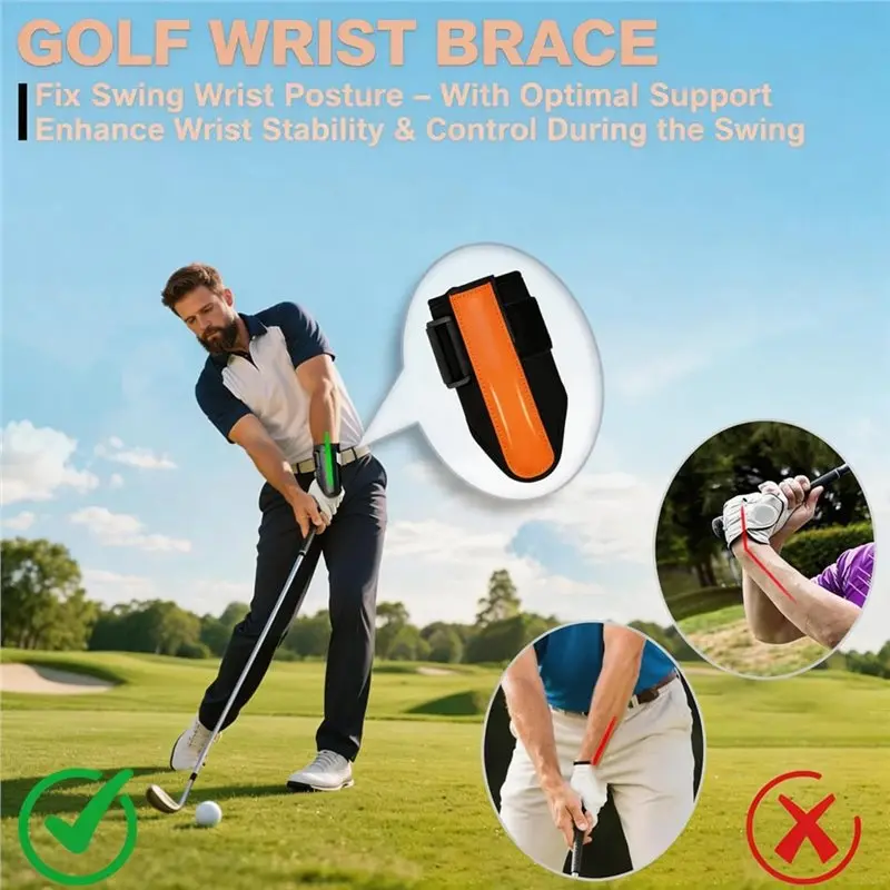 A64T for Golf Swing Trainer Aid Wrist Brace, Ambidextrous Hinge Design Splint Support for Swing Correction, Training Aid for