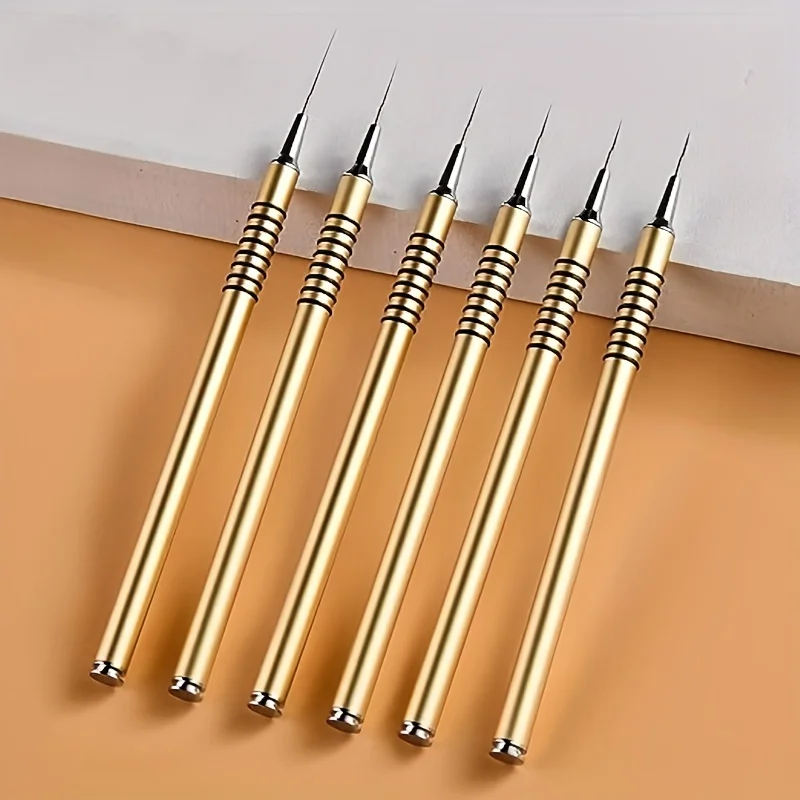 6pcs Nail Art Liner Brushes Set Nail Art Design Brush Striping Thin Long Lines Dotting Drawing Pen UV Gel Polish Painting Brush