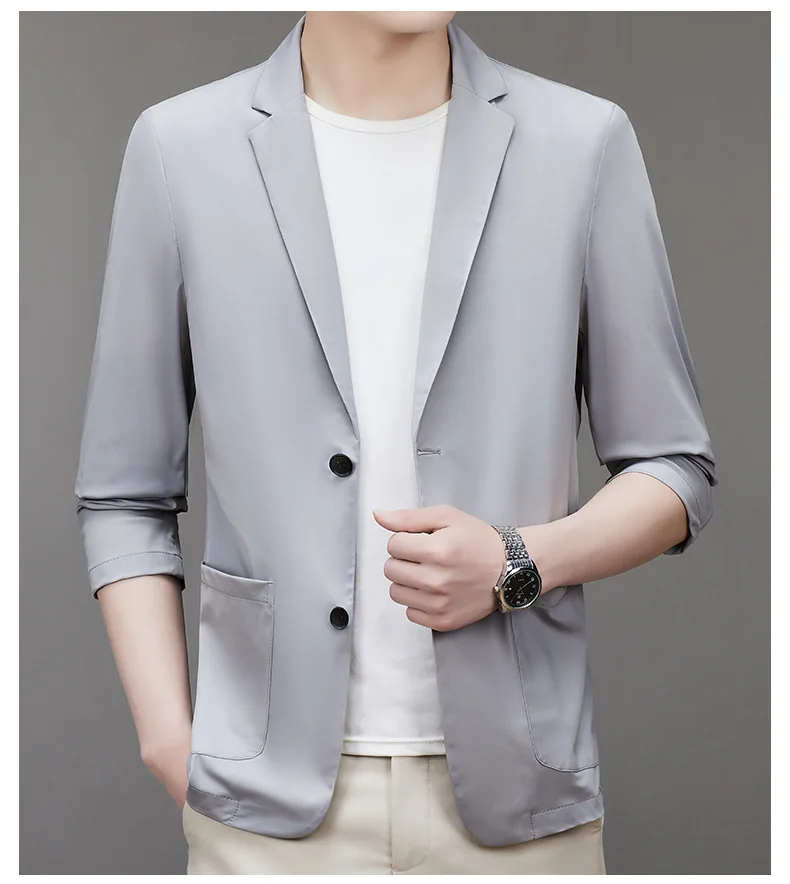 

Men Suits Turn Down Collar Blazer Single Button Blazers Cardigan Long Sleeve Suit Loose Pockets Business Casual Spliced