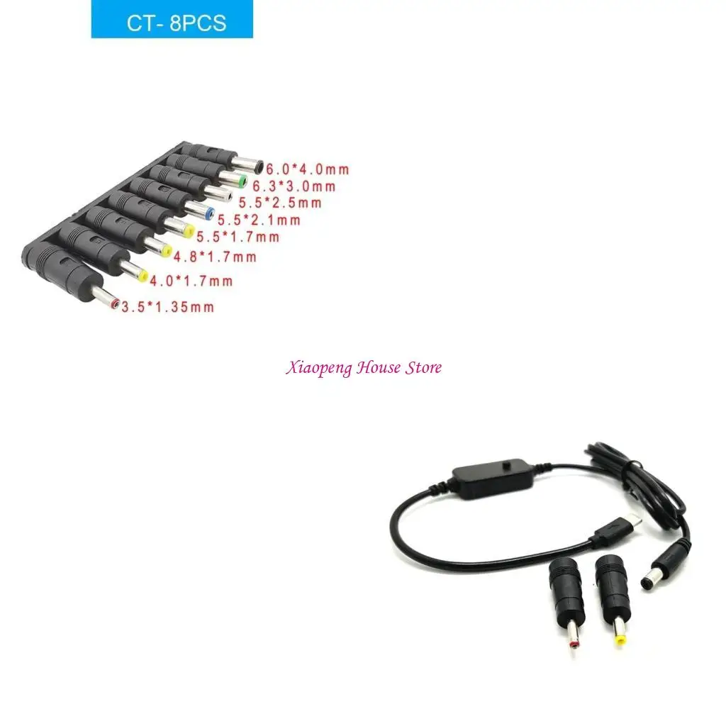 TypeC Decoy Power Cord to DC5V9V12V15V20V DC5.5x2.5mm and More Trigger Cable 77JC