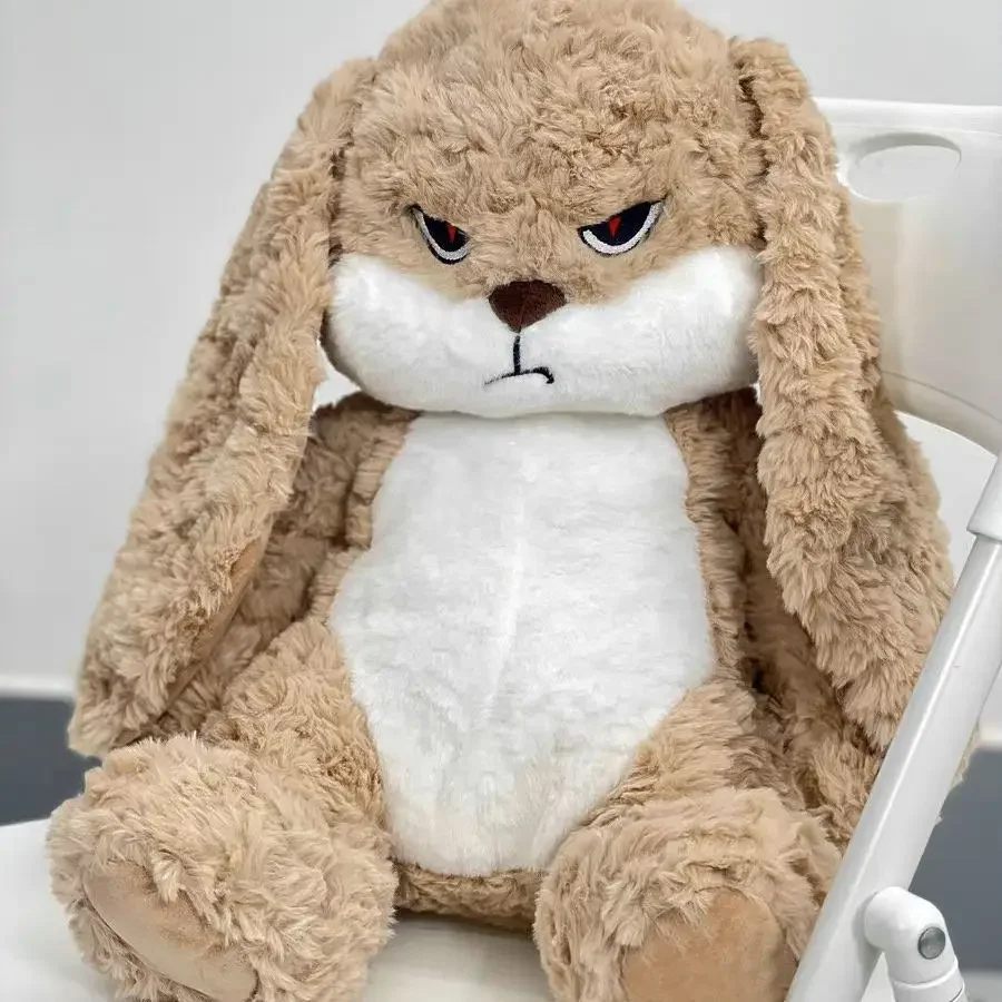 

Fluffy Cruly Plush Anger Bunny Plushie Long Ear Rabbit Toy Kawaii Unhappy Stuffed Animals Kids Birthday Gift Hug Cuddly Dolls