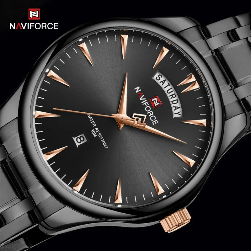 NAVIFORCE Men\'s Watches Top Brand Fashion Sport Watch Luxury Men Military Steel Band Waterproof Quartz Wristwatches Male Clock