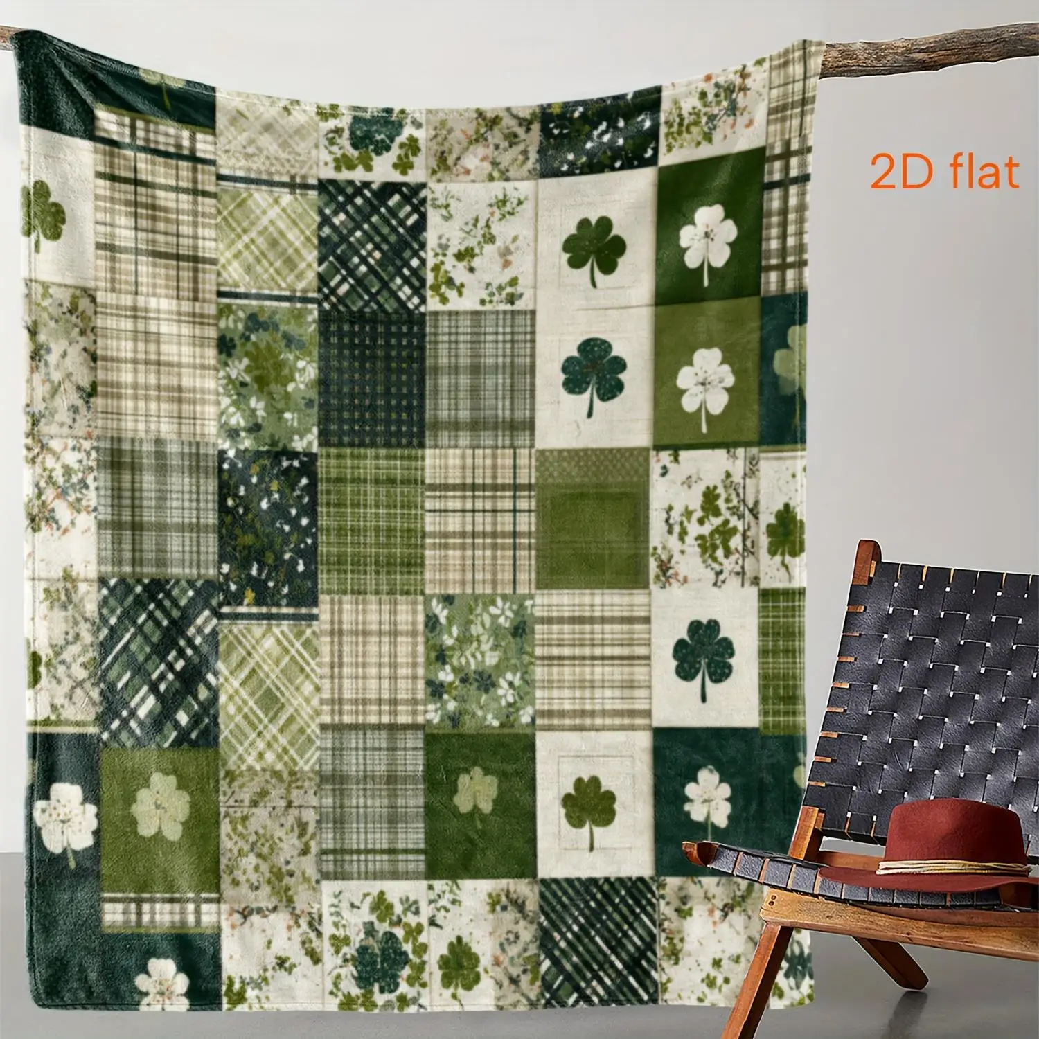 Irish Celtic knot and check pattern blankets Soft velvet long plush suitable for all seasons for use on bed sofas or for travel