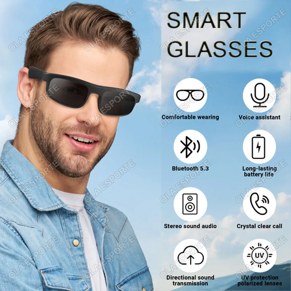 Smart Glasses Outdoor Sports Cycling Glasses Bluetooth Call Voice Assistant Sunscreen Sunglasses Music Headphones Glasses Q01