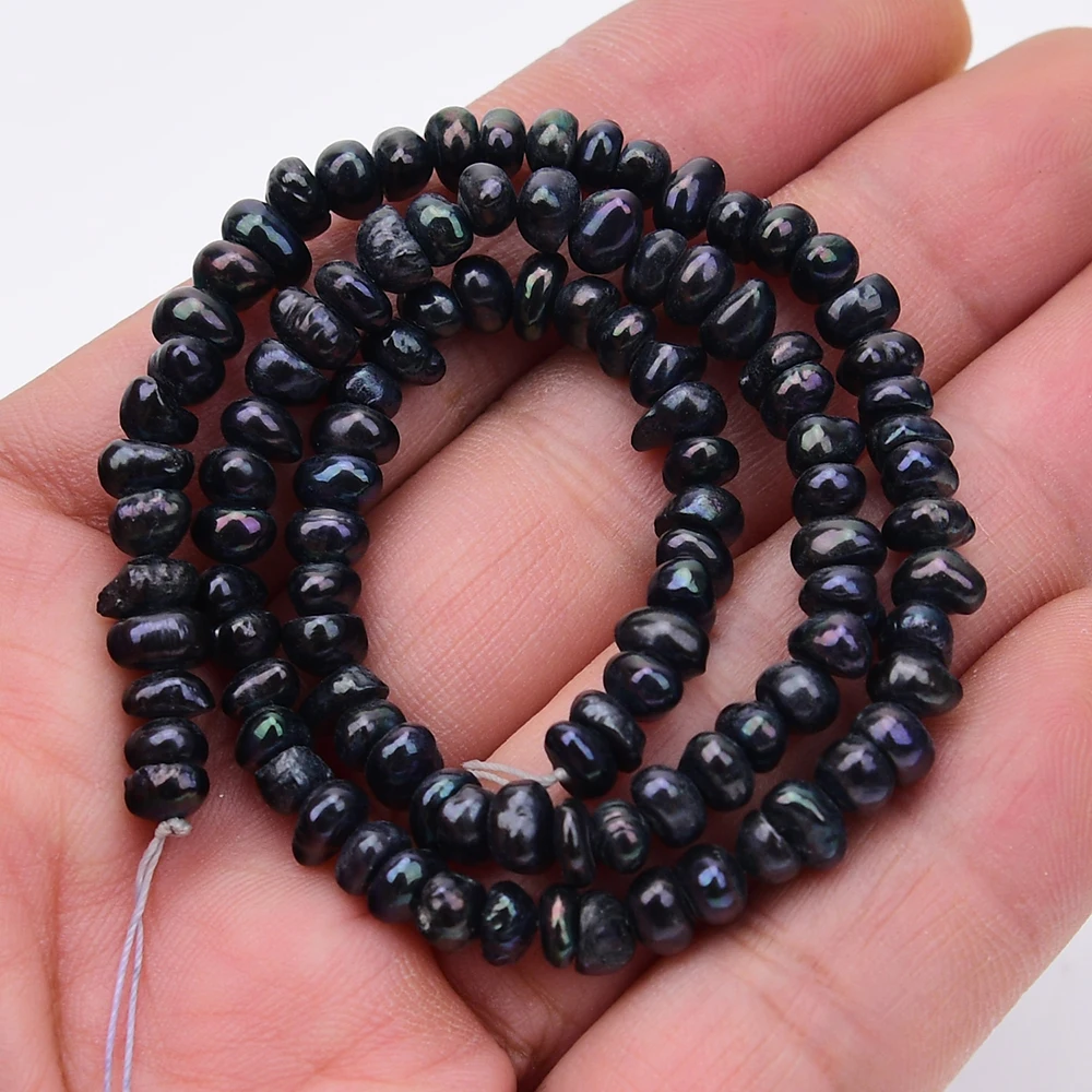 APDGG 10 Strands Freshwater Cultured Black Button Keshi Pearl Loose Beads 14.5'' view 5