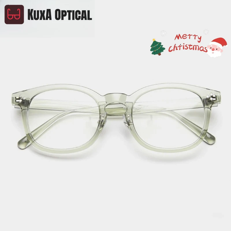 

KUXA винтажная оправа для очков TR90, круглые оптические очки для близорукости и дальнозоркости, рецепт по рецепту, Oculos, антибликовый светло-зеленый