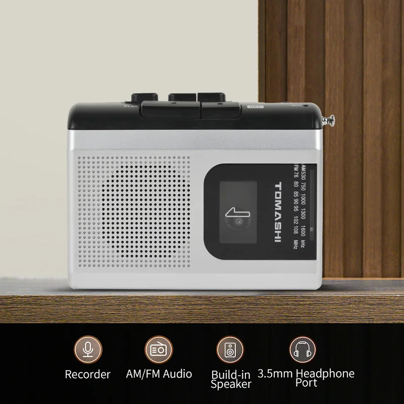 TOMASHI F-318B Portable Cassette Player Tape Recorders FM AM Radio Walkman with Built-in Speaker for News, Music, Sports