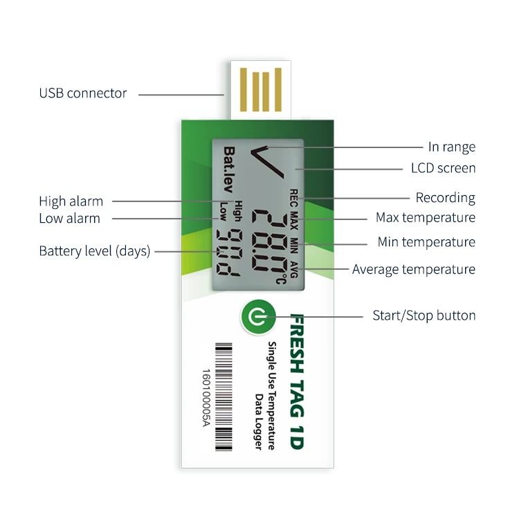 Registratore dati di temperatura Freshliance da 3 pezzi Registratore dati automatico USB Registratore dati di temperatura
