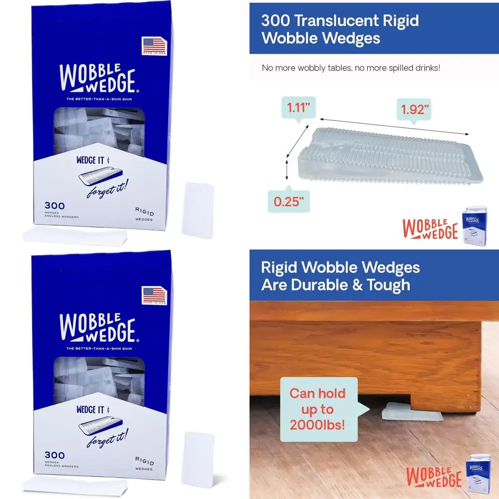 

300-Count Heavy Duty Clear Plastic Furniture Leveling Shims - Wobble Wedge for Stabilizing Tables, Toilets, and Home Improvement