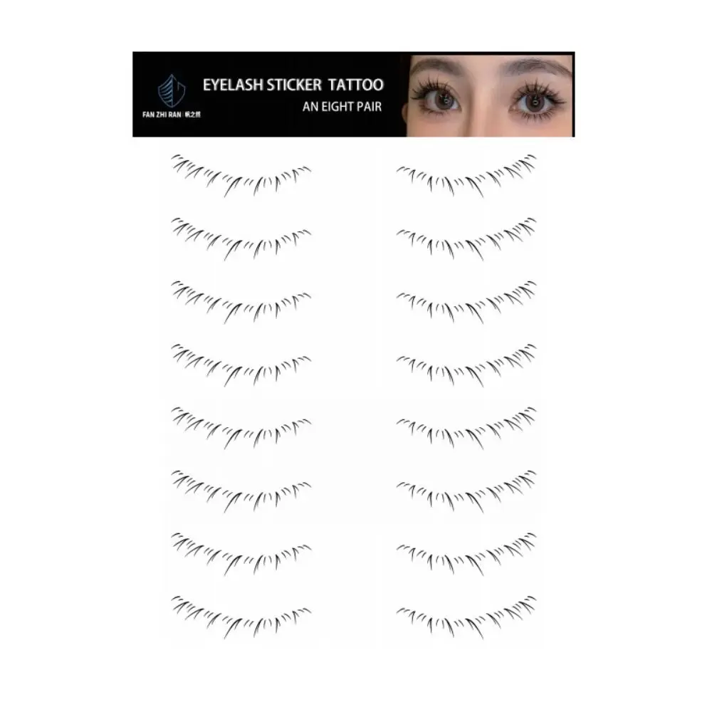 

8/10Pairs Multi-Style Lower Eyelash Tattoo Stickers Simulation 3D False Eyelashes Stickers Black Disposable
