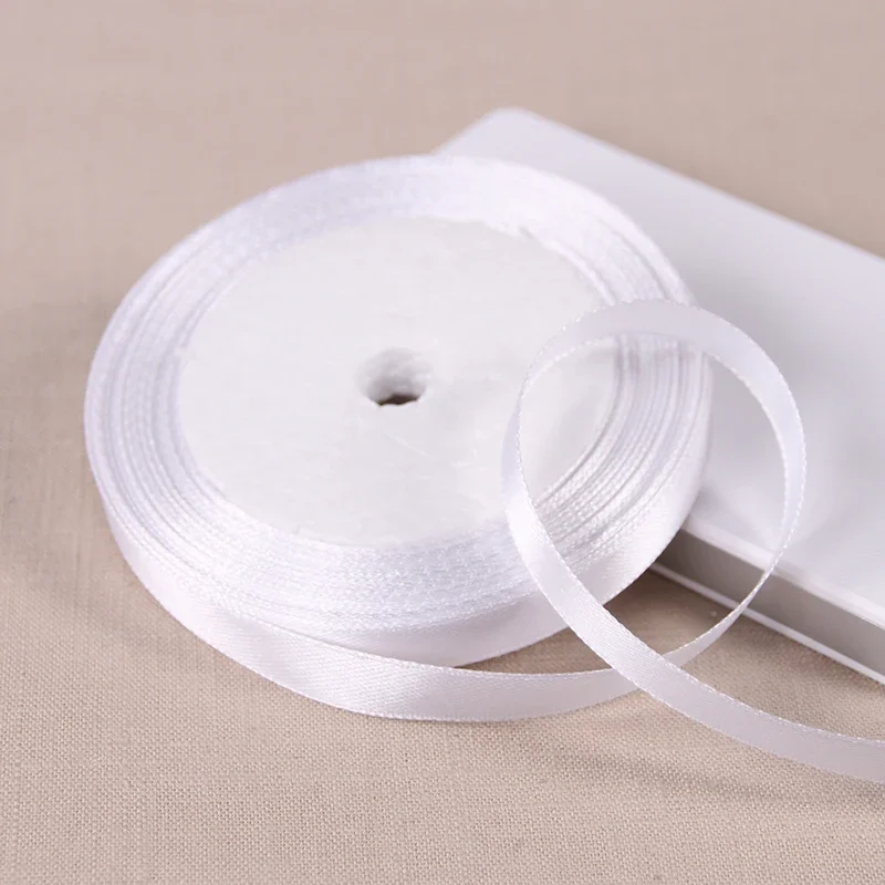 10mm Satin Ribbons 22Meters/Lots DIY Handmade Crafts Supplies Wedding Birthday Party Decoration Gift Box Wrapping White Ribbons