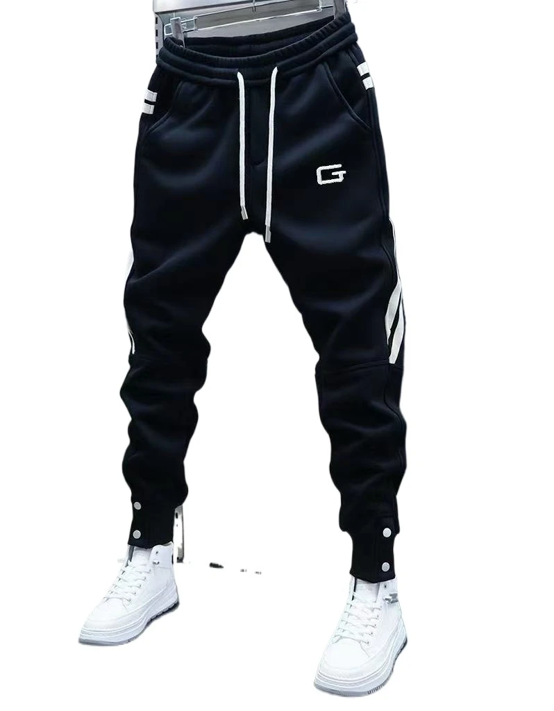 

Trendy Men's New Embroidered Splicing Legged Casual Pants, Versatile, Stainproof, Solid Color Sports Pants, Elastic, Harun Stret