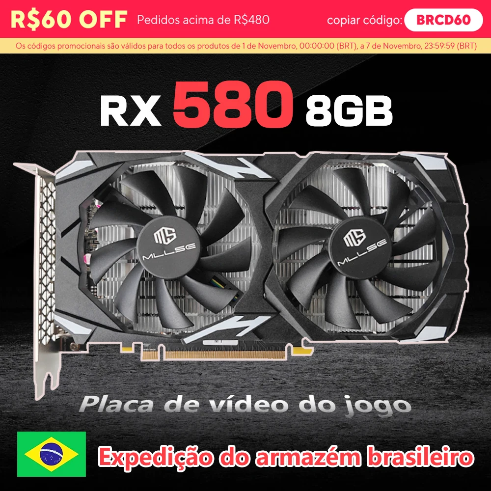 

MLLSE AMD RX580 8GB 2048SP Gaming Graphics Card Placa De Video GDDR5 256Bit PCI Express 3.0 ×16 8Pin Radeon GPU rx 580 Series