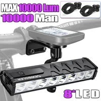 NEWBOLER-luz frontal para bicicleta, 10000mAh, 10000 lúmenes, linterna impermeable, carga USB, accesorios para lámpara de Ciclismo de Carretera MTB