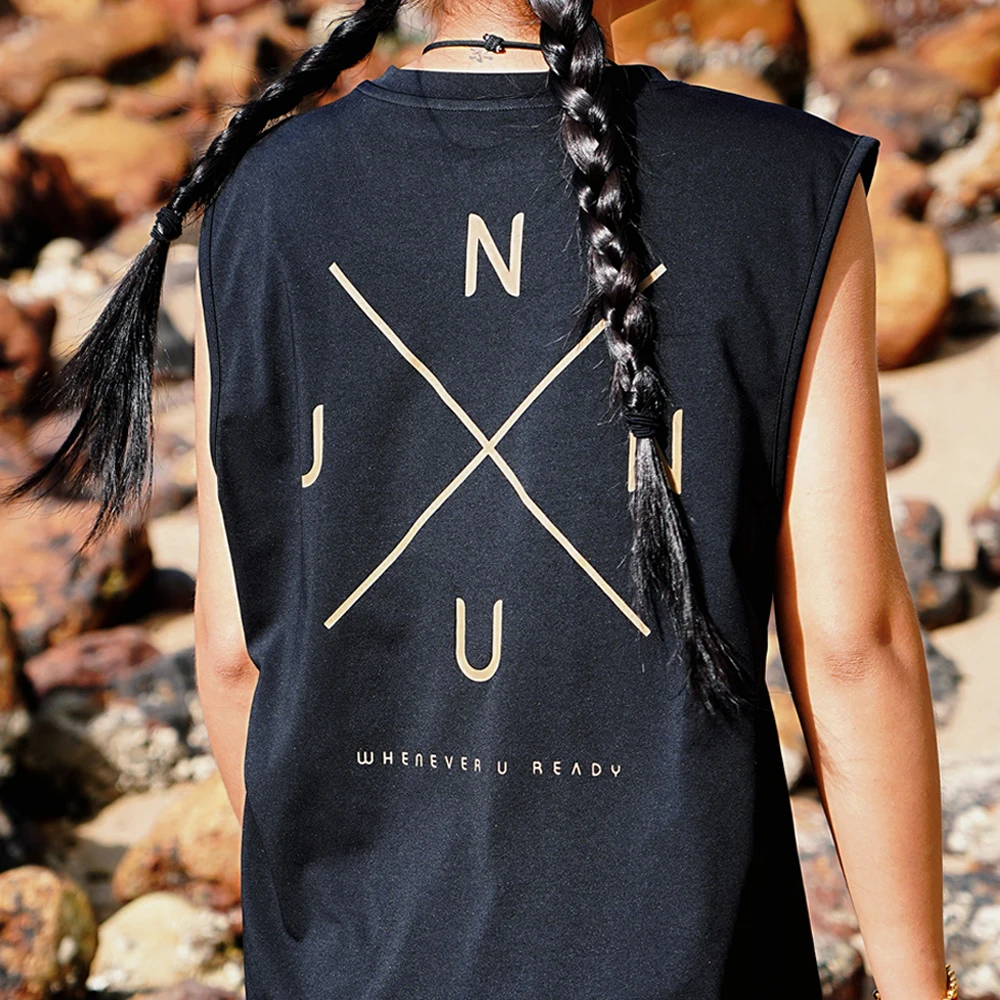 Nu-June Running Vest Unisex Undershirt Printed Training Fitness Tank Top Breathable Sweat Wicking Sleeveless Gym Vest Beach Top