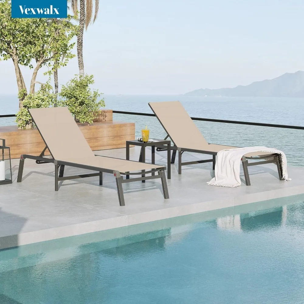 

Складные шезлонги для бассейна, алюминиевый шезлонг для отдыха на открытом воздухе с 5-позиционным креслом — бесплатная сборка — кресло для отдыха в патио