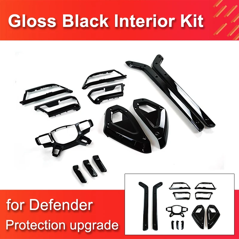 

High Quality Gloss Black Interior Kit for Land Rover Defender 110 2020 2021 2022 for New Defender