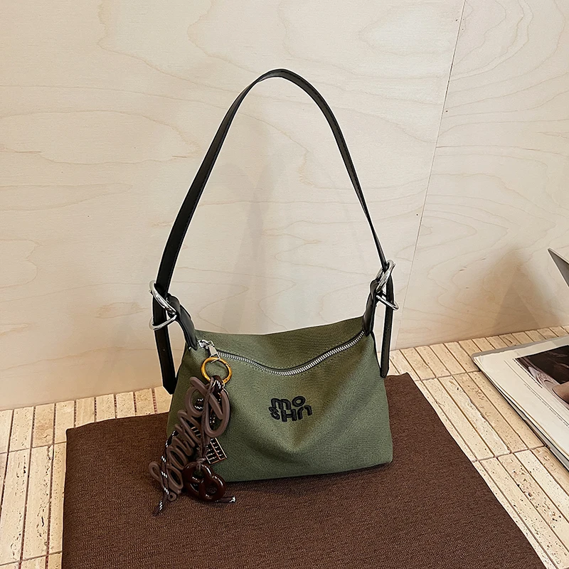 

2025 Fall/Winter New Fashion Women's Underarm Bag Canvas Large Capacity Women's Shoulder Bag Commuter Casual Shoulder Bag