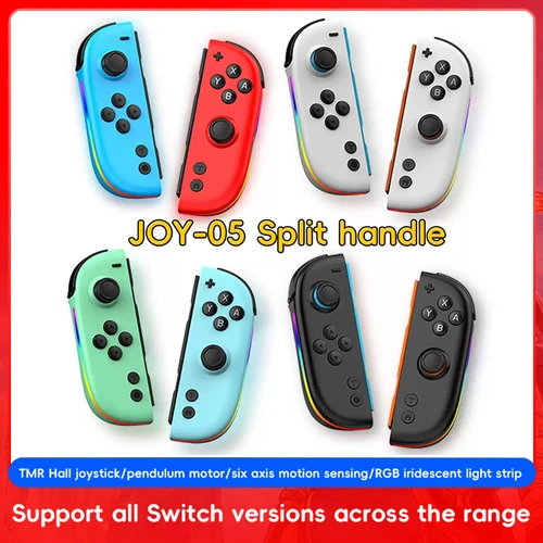 Imagen 1 del producto Controles de juego intercambiables izquierdo y derecho con luces RGB para vibración de activación, sensor de movimiento, controlador Bluetooth Joycon JOY-05