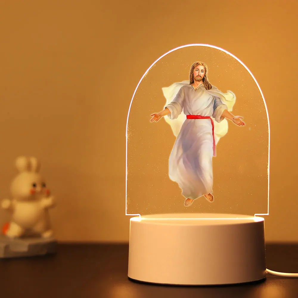 1 pc hot Jesus Color 3d Illusion Acrylic Lamp for Children's Bedroom Decor the Boys Girls Birthday Gift