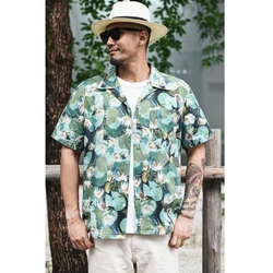 男性用Wasurezhan-hawaiian Tシャツ,カジュアル,通気性,純綿,十分なフィット,夏