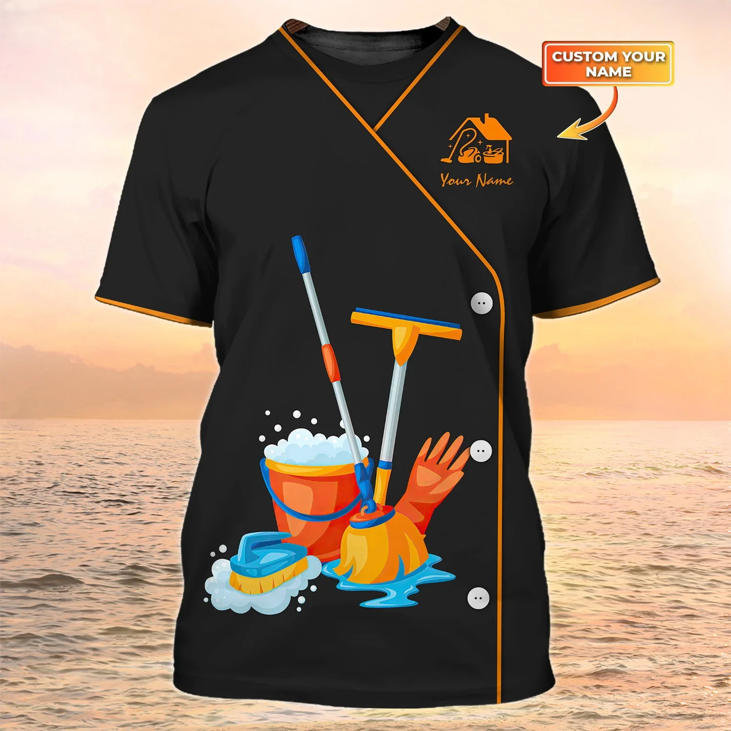 PLstar Cosmos Newest Summer Men‘s T-shirt Housekeeping Tools Custom 3D Printed t shirt Unisex Casual Tshirt Maid Uniform DW104