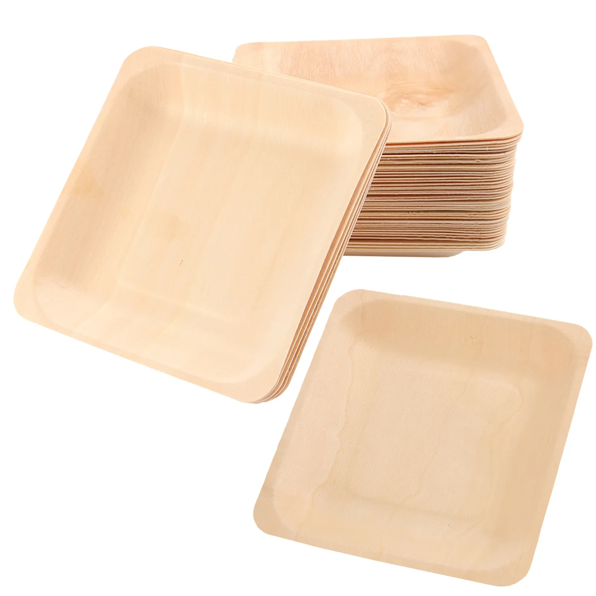 

50PCS Disposable Wooden Plate Square Tableware Party Plates for Wedding Restaurant Picnic Birthday Disposable Tableware