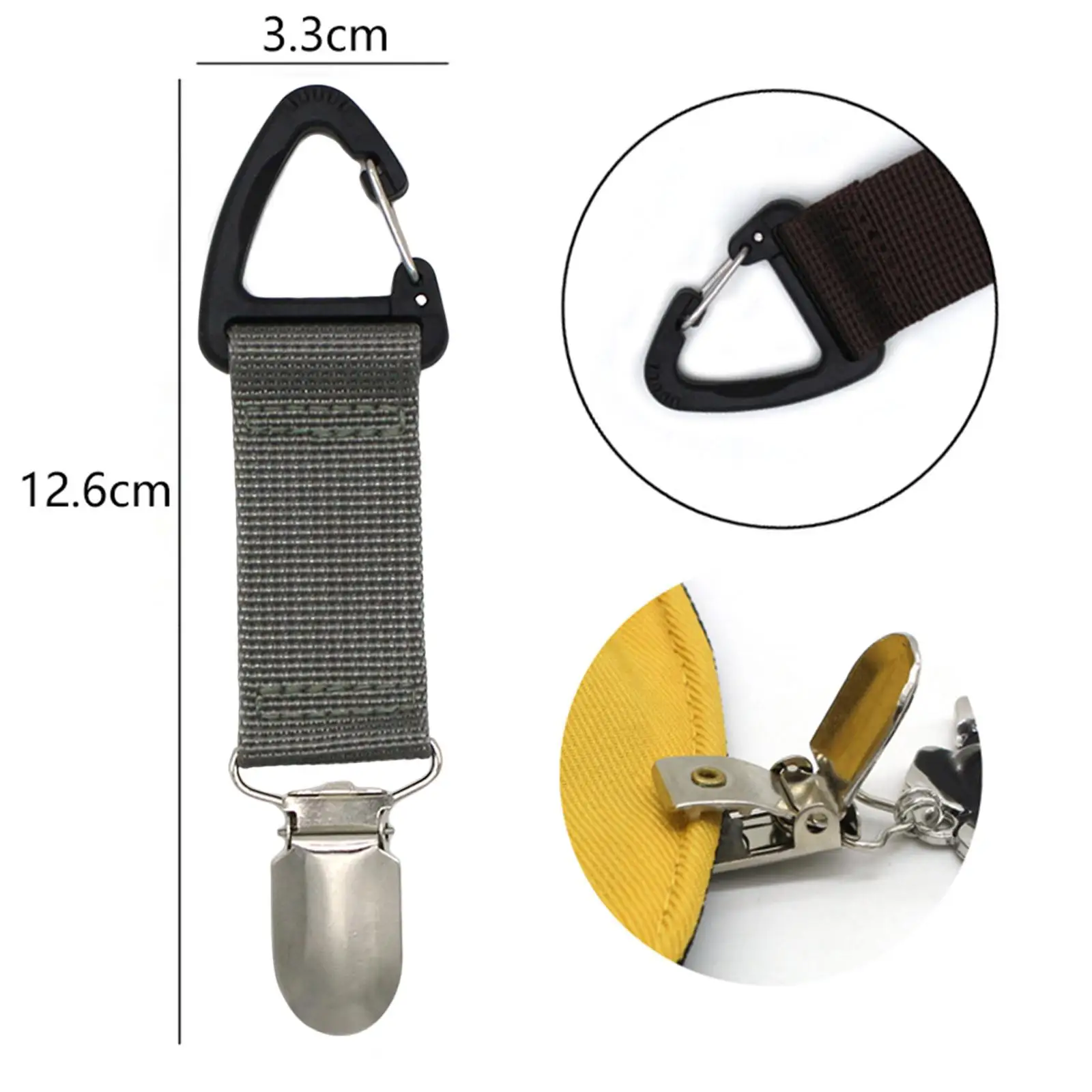 Reise-Hut-Clip aus Segeltuchmaterial, tragbarer Huthalter für Geldbörsen, Rucksäcke und Gepäck im Freien