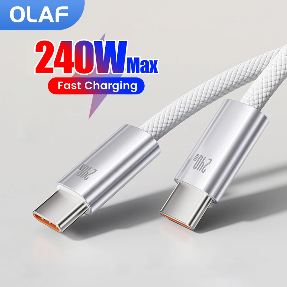 240W Type C to Type C Cable Mobile Phone USB C Fast Charging Data Cord for iPhone 15 16 Pro Max Xiaomi 14 13 Samsung S24 Oneplus