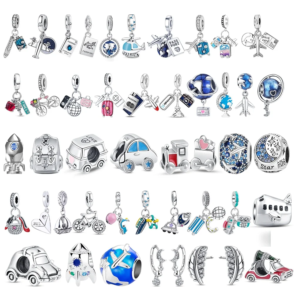 925 Sterling Silver Paris Tower Aircraft Travel Charm Pendant Beads Fit Charm Original Bracelet for Women Jewelry Making Gift