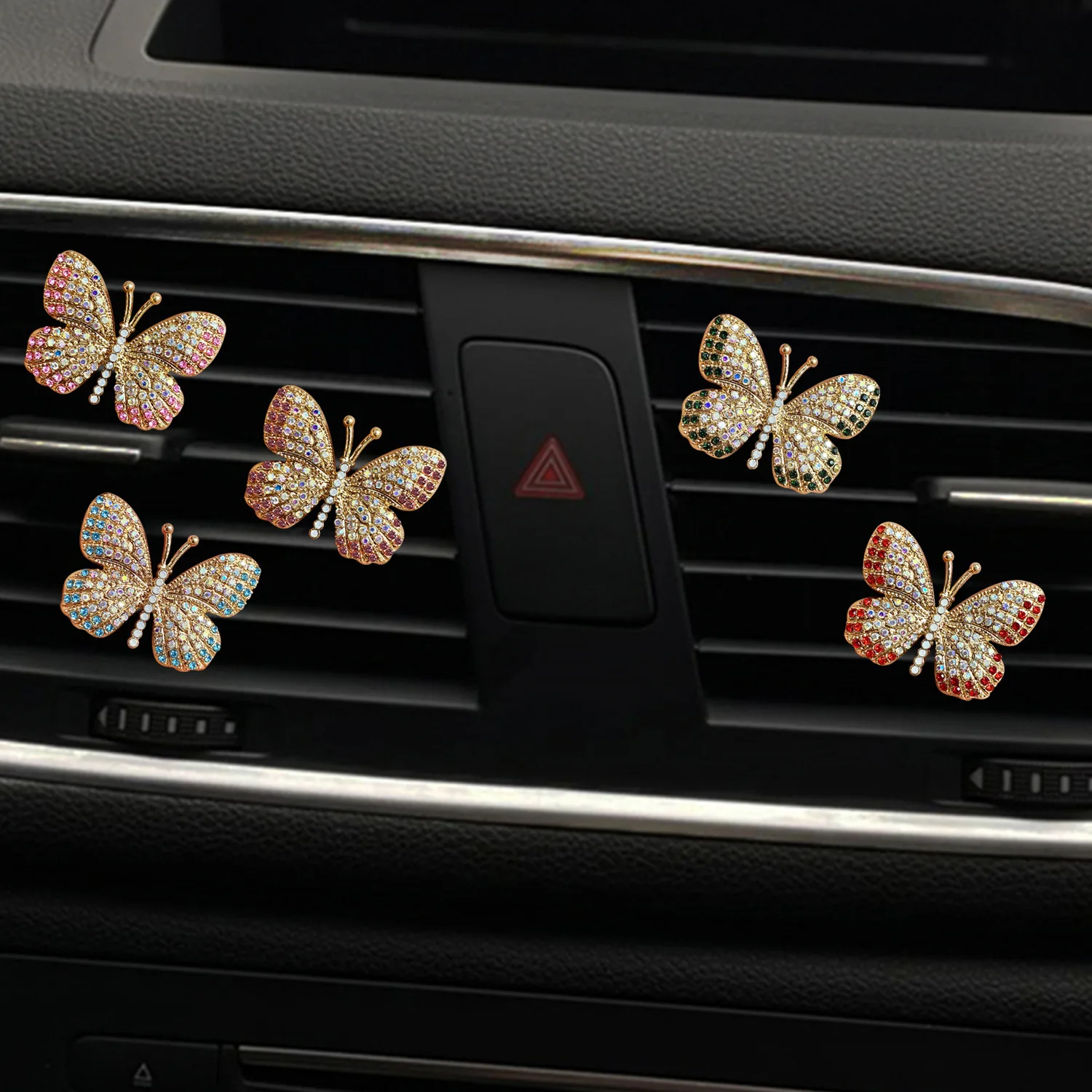 KJOY Fashion Car Interior Perfume Clip Exquisite Butterfly Diamond Air Conditioning Outlet Goddess Temperament Car Aroma Clip