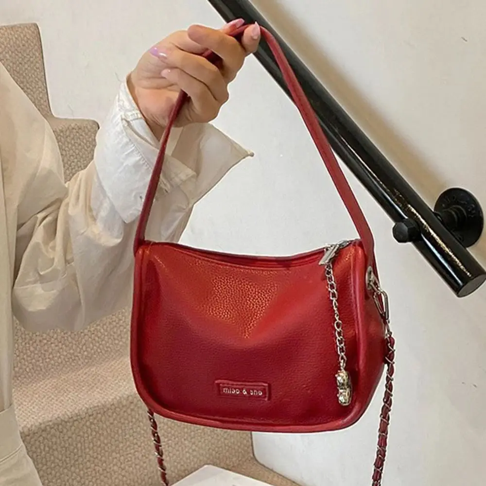 Simple Korean Chain Tote Bag 2025 New Women Casual Shoulder Bag High-End PU Versatile Trendy Small Square Bag Commuter Handbag