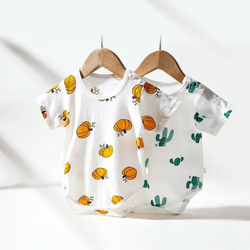 

Cartoon Newborn Baby Bodysuit Summer Clothes Boys Girls Jumpsuit Letter Summer Short Sleeve Cotton Clothes Infant Outfits