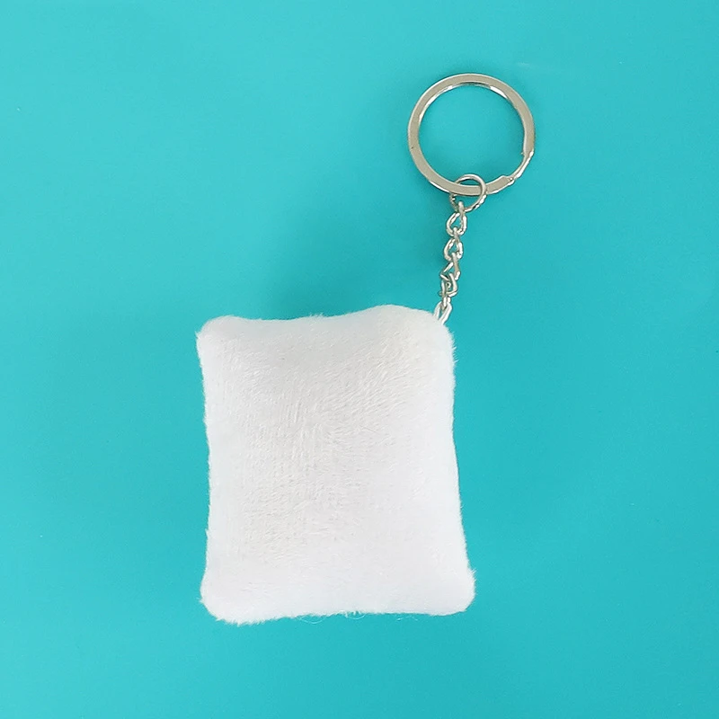 5pcs Sublimation Blank Key Ring DIY Heat Transfer Keychains Short Plush Key Chains Heat Transfer Printing Creative Gift