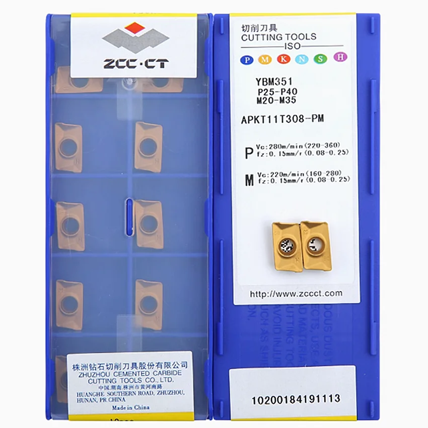 

APKT11T308-PM YBM351/APKT11T308-PM YBM251/APKT11T308-PM YBC301 ZCC.CT APKT11T308 CNC carbide inserts Milling inserts 10pcs/box