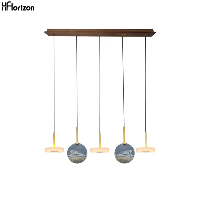 

Scandinavian vintage Marble Wood Ceiling Chandelier Lamp,Suspension Luminaire for Villa Duplex Dining room Lighting Fixtures