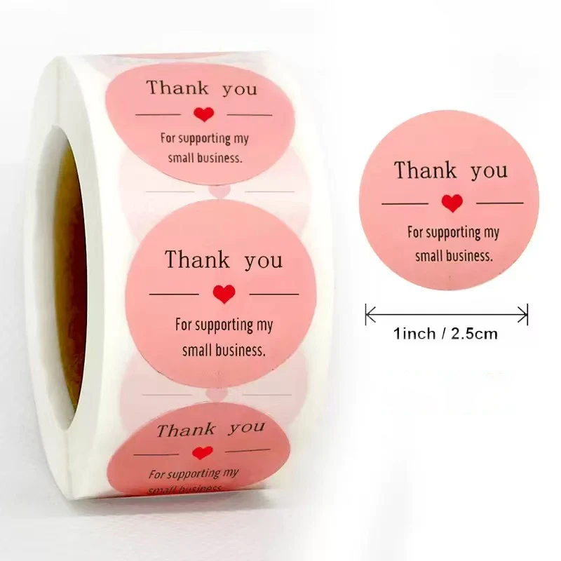 Thank You for Supporting My Small Business Stickers-Pink Thank You Stickers Roll Labels|Used for Business,Online Sellers