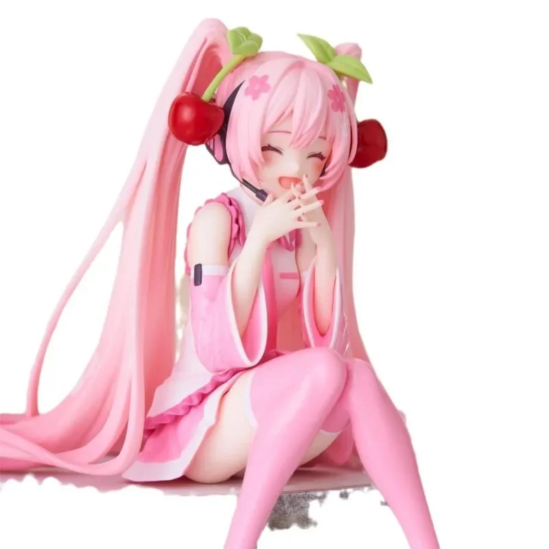사쿠라 하츠네 미쿠 그림 미쿠 핑크 드레스 모델 컴퓨터 케이스 데스크탑 장식품 컬렉션 모델 어린이 생일 선물 12cm