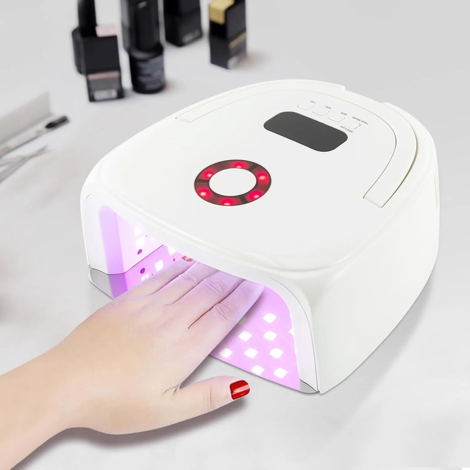 Lámpara de uñas LED UV recargable de 96W, lámpara de curado profesional de esmalte de uñas de Gel con Sensor inteligente, 4 ajustes de temporizador y mango portátil