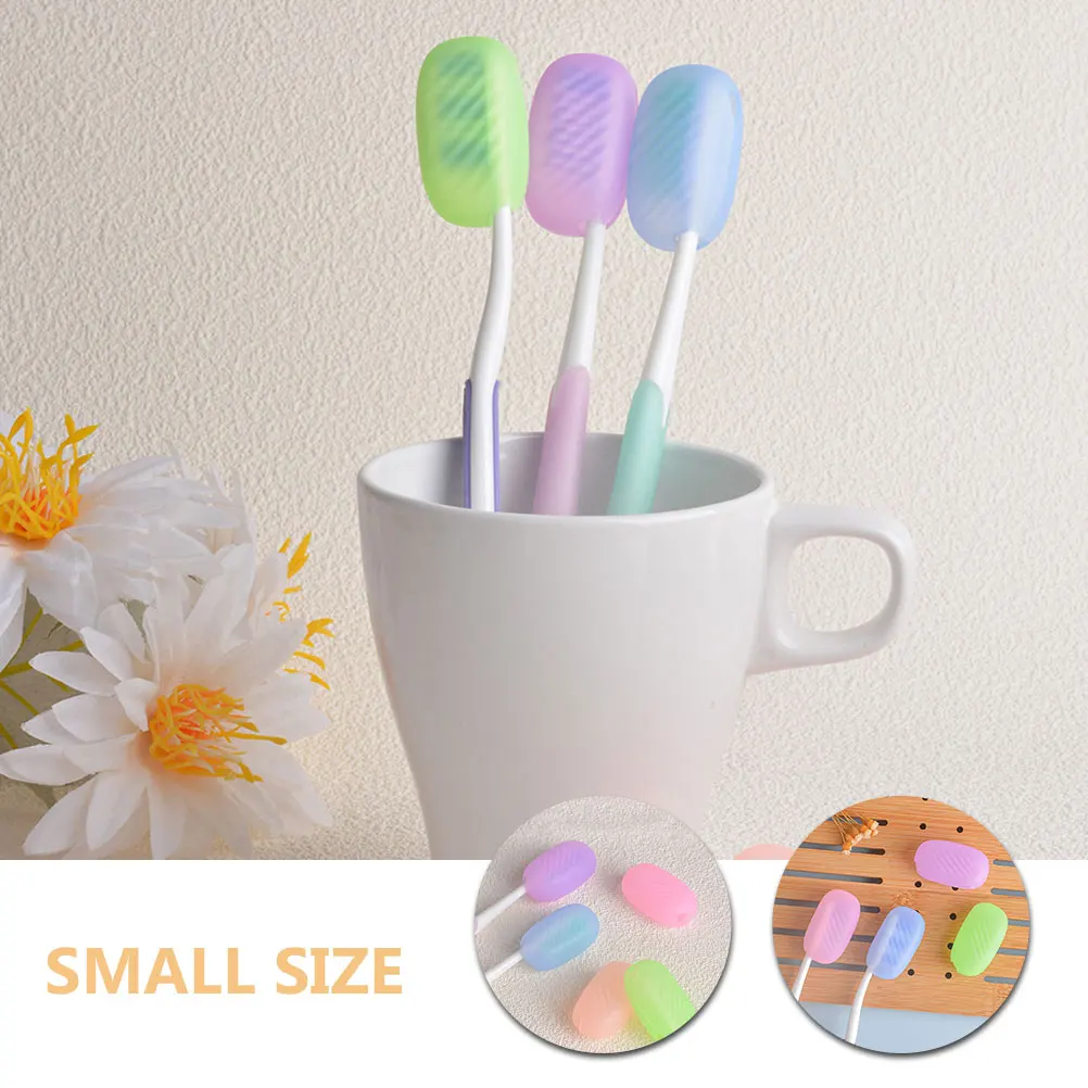 6 قطع من أغطية حاملات السفر المصنوعة من السيليكون لفرشاة الأسنان، حقيبة تخزين خفيفة الوزن ومدمجة وأغطية فرش المكياج