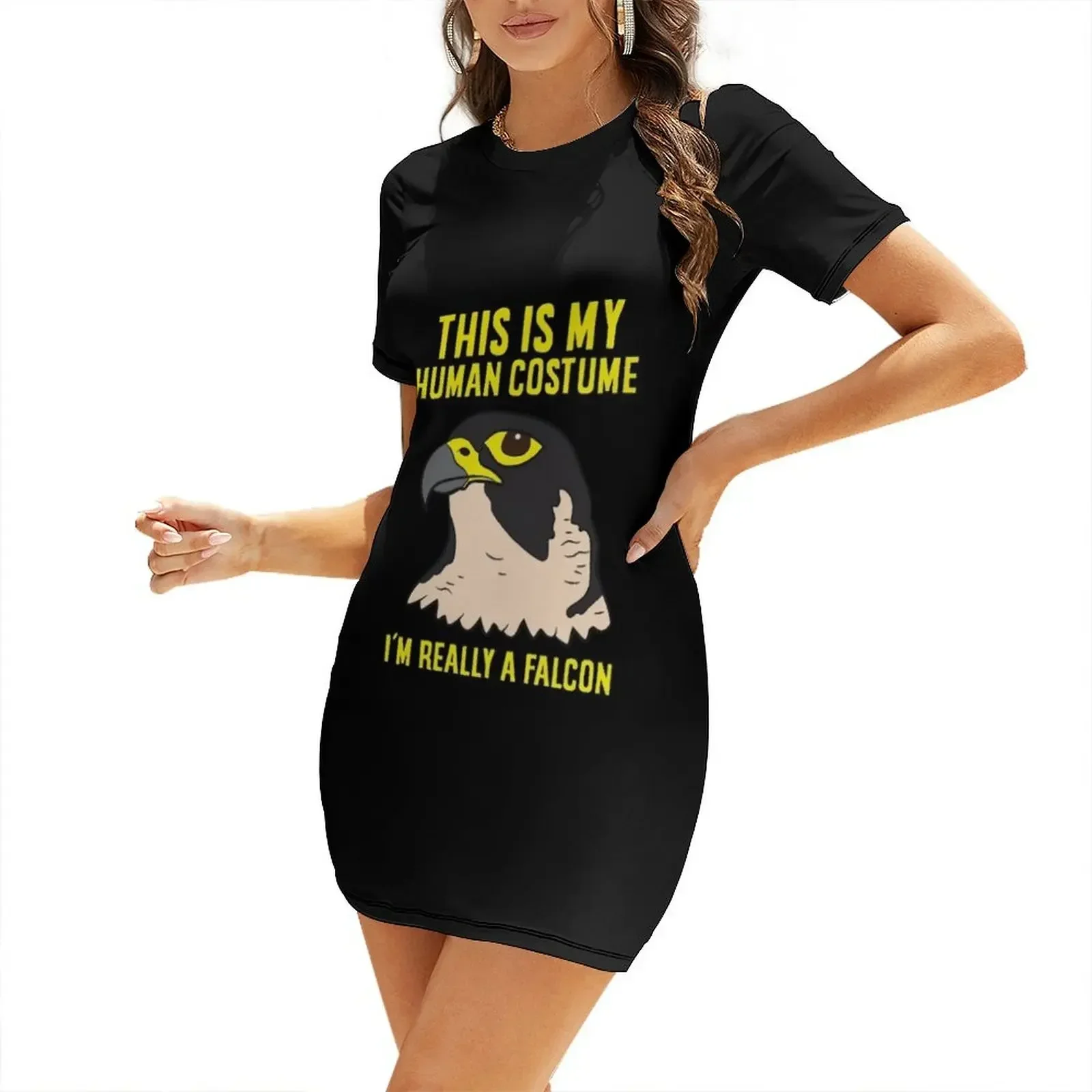 

This Is My Human Costume I'm Really A Falcon Bird Short-Sleeved Dress Women's clothing women dresses clothing women summer 2026