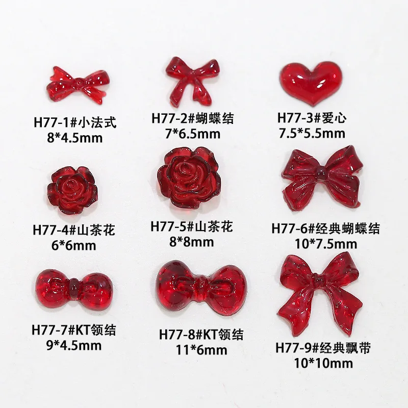 50 قطعة الشتاء الأنجورا القوس الأحمر ثلاثية الأبعاد مسمار الفن اكسسوارات لطيف ربطة القوس فيونكة كاميليا الحب مسمار الزينة DIY بها بنفسك الراتنج مسمار السحر مزيج أجزاء